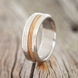 "VERTIGO" - HAMMERED OLIVE WOOD WEDDING BAND - READY TO SHIP-1