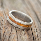 "VERTIGO" - HAMMERED OLIVE WOOD WEDDING BAND - READY TO SHIP-2