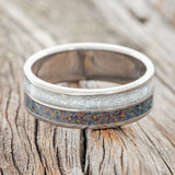 "DYAD" - DIAMOND DUST & BLACK FIRE OPAL WEDDING BAND - READY TO SHIP-3