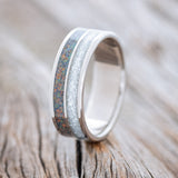 "DYAD" - DIAMOND DUST & BLACK FIRE OPAL WEDDING BAND - READY TO SHIP-1