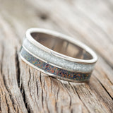 "DYAD" - DIAMOND DUST & BLACK FIRE OPAL WEDDING BAND - READY TO SHIP-2