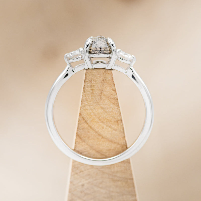 "NAYA" - OVAL SALT & PEPPER DIAMOND ENGAGEMENT RING WITH DIAMOND ACCENTS