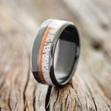 "TANNER" - ELK ANTLER & POWDERED COPPER WEDDING BAND - READY TO SHIP-4