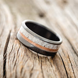 "TANNER" - ELK ANTLER & POWDERED COPPER WEDDING BAND - READY TO SHIP-5