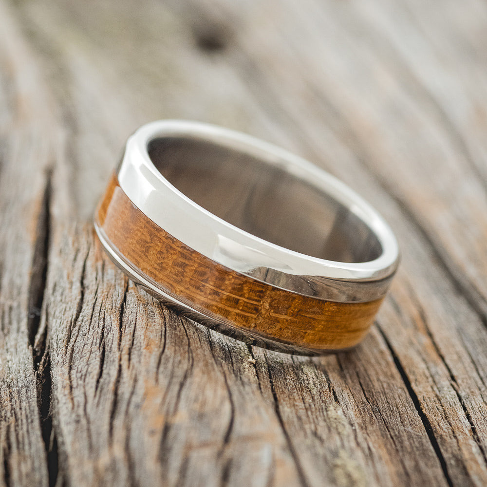 "TANNER" - WHISKEY BARREL OAK WEDDING BAND - READY TO SHIP-2