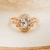 "NORA" - ENGAGEMENT RING WITH DIAMOND ACCENTS - SHOWN W/ OVAL SALT & PEPPER DIAMOND - SELECT YOUR OWN STONE