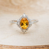 "NORTH STAR" - OVAL CITRINE ENGAGEMENT RING WITH DIAMOND HALO - READY TO SHIP