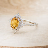 "NORTH STAR" - OVAL CITRINE ENGAGEMENT RING WITH DIAMOND HALO & ACCENTS-3