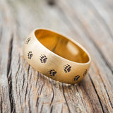 BEAR PAW ENGRAVED 14K GOLD DOMED WEDDING BAND WITH A BRUSHED FINISH-2