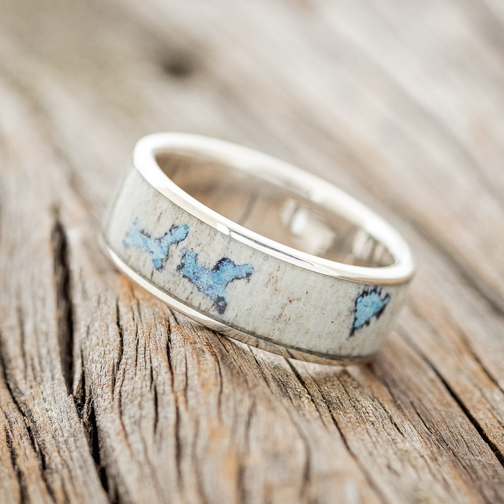 "RAINIER" - ANTLER & TURQUOISE WEDDING BAND-2