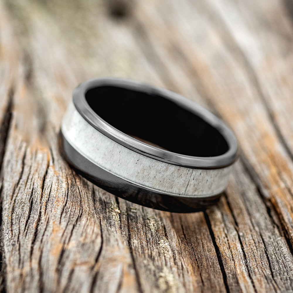 "TANNER" - ELK ANTLER WEDDING RING-2