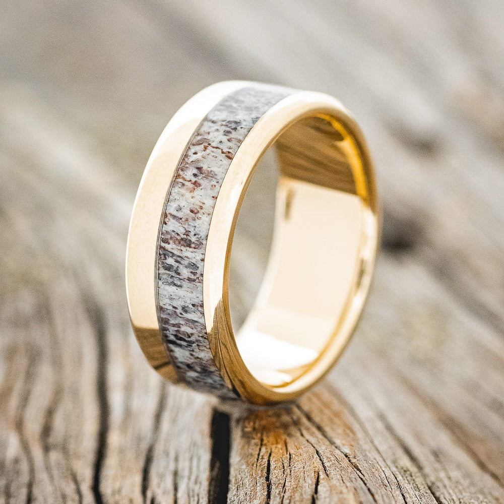 "TANNER" - ELK ANTLER WEDDING BAND-10