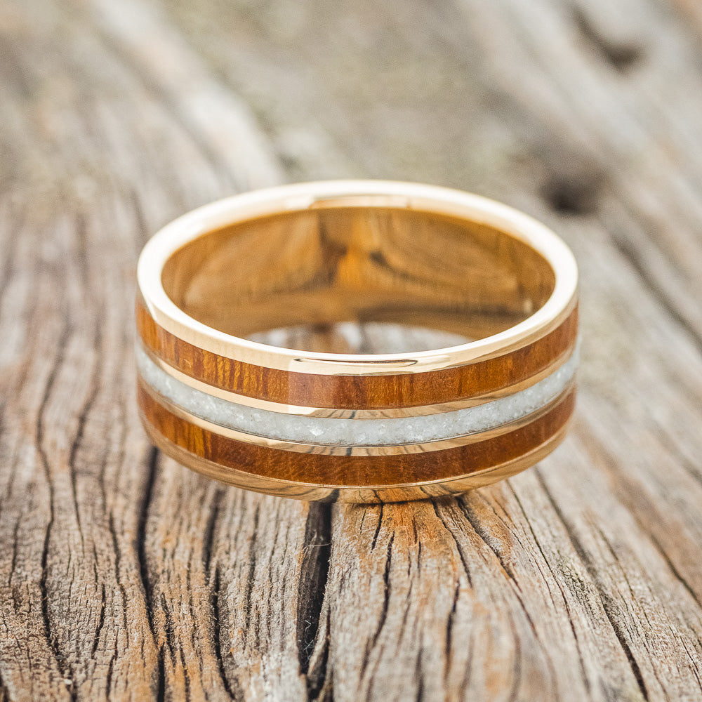 "RIO" - DIAMOND DUST & IRONWOOD WEDDING RING FEATURING A 14K GOLD BAND-3