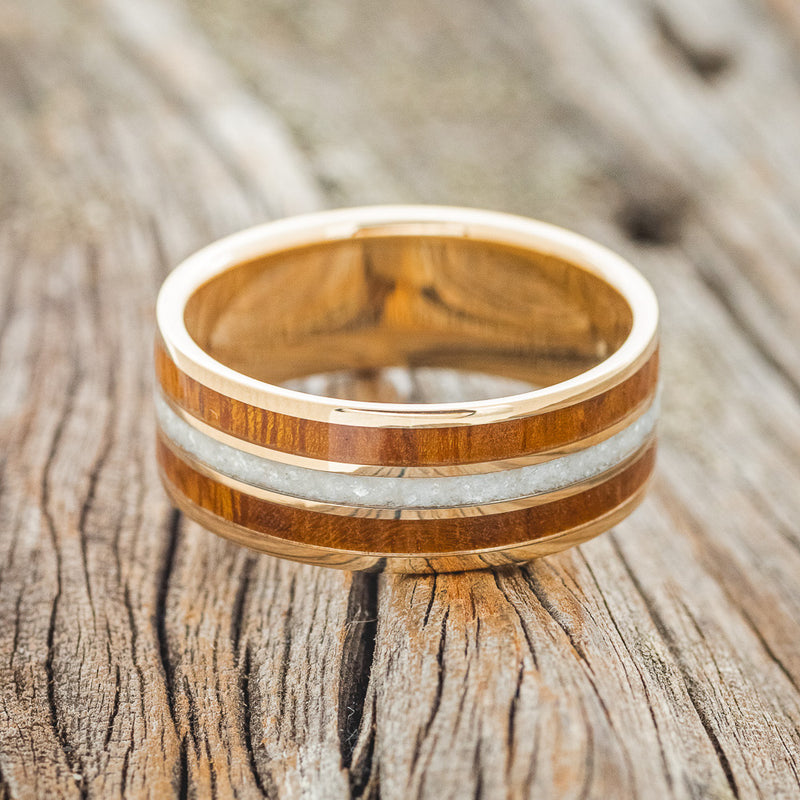 "RIO" - DIAMOND DUST & IRONWOOD WEDDING RING FEATURING A 14K GOLD BAND