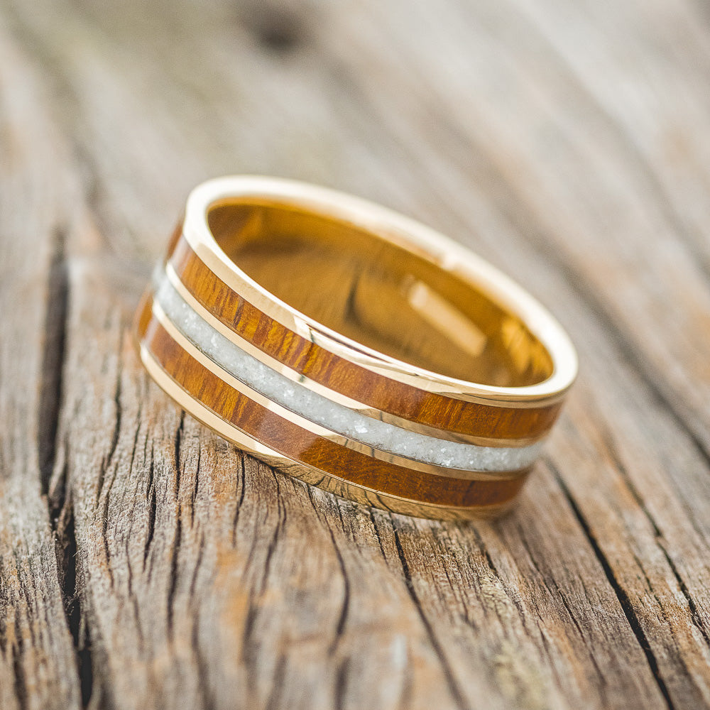 "RIO" - DIAMOND DUST & IRONWOOD WEDDING RING FEATURING A 14K GOLD BAND-2
