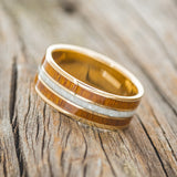 "RIO" - DIAMOND DUST & IRONWOOD WEDDING RING FEATURING A 14K GOLD BAND