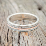 "DYAD" - ELK ANTLER WEDDING BAND WITH A HAMMERED 14K GOLD INLAY