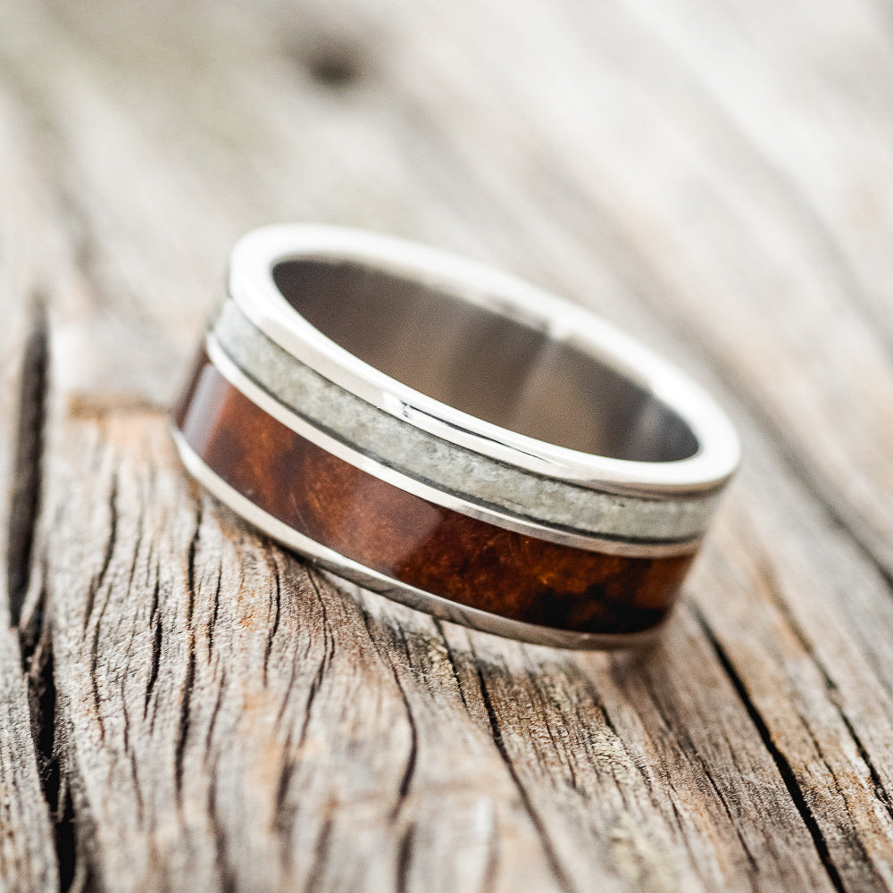 "RAPTOR" - REDWOOD & GRANITE WEDDING RING-2
