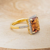 "SIENNA" - EMERALD CUT MADEIRA CITRINE ENGAGEMENT RING WITH DIAMOND HALO & ACCENTS-2