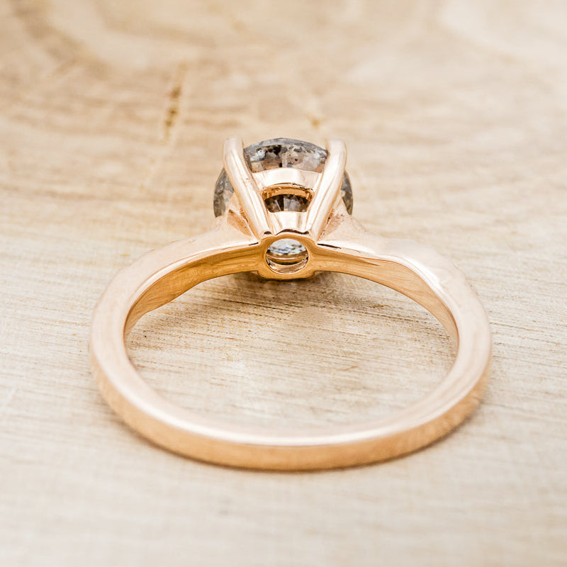 "HOPE" - ROUND CUT SALT & PEPPER DIAMOND SOLITAIRE ENGAGEMENT RING WITH FEATHER ACCENTS-5