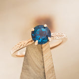 "HOPE" - ROUND CUT LAB-GROWN ALEXANDRITE SOLITAIRE ENGAGEMENT RING WITH FEATHER ACCENTS-1