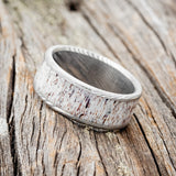 "RAINIER" - ANTLER WEDDING RING - DAMASCUS STEEL - SIZE 8-2