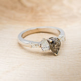 "JULIETTE" - TOI ET MOI PEAR-SHAPED SALT & PEPPER DIAMOND ENGAGEMENT RING WITH DIAMOND ACCENTS-2