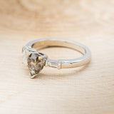 "JULIETTE" - TOI ET MOI PEAR-SHAPED SALT & PEPPER DIAMOND ENGAGEMENT RING WITH DIAMOND ACCENTS-3