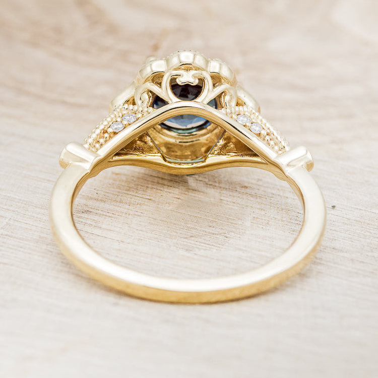 "EILEEN" - ROUND CUT LAB-GROWN ALEXANDRITE ENGAGEMENT RING WITH DIAMOND ACCENTS-6