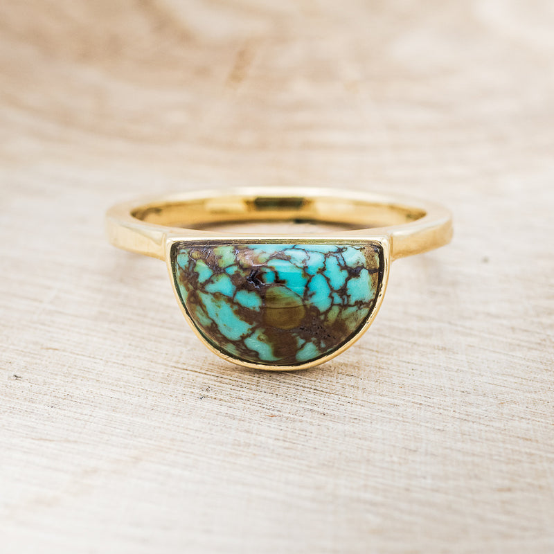 "DEMI" - HALF MOON SHAPED TURQUOISE ENGAGEMENT RING