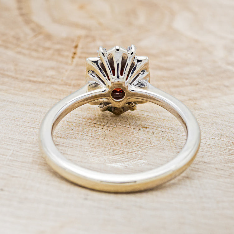 "CLEOPATRA" - OVAL GARNET ENGAGEMENT RING WITH DIAMOND ACCENTS-12