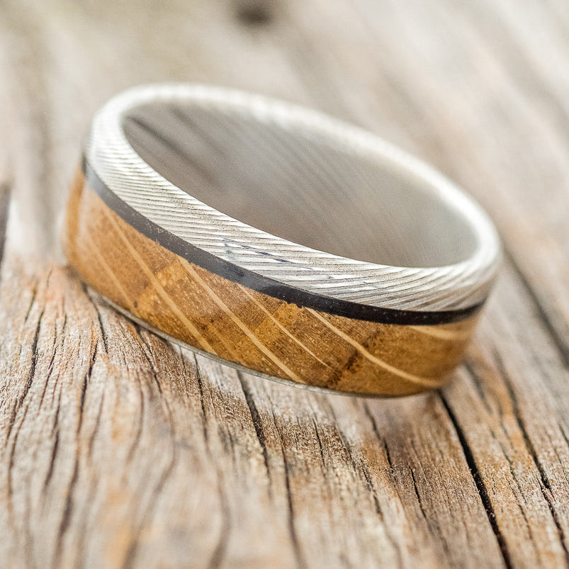 "EZRA" - WHISKEY BARREL & CHARRED WHISKEY BARREL WEDDING BAND - READY TO SHIP-2