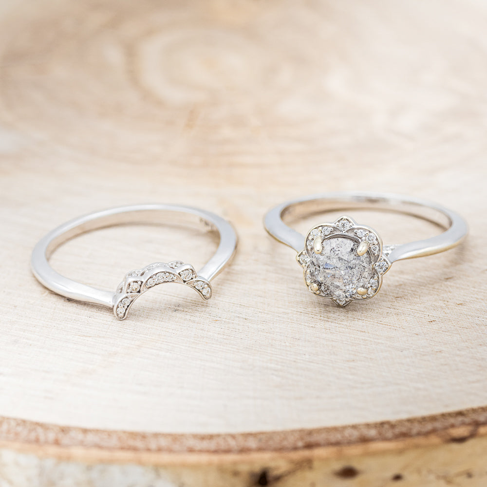 "JANE" - ROUND CUT SALT & PEPPER DIAMOND ENGAGEMENT RING WITH DIAMOND ACCENTS & TRACER-5