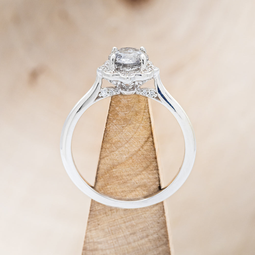 "JANE" - ROUND CUT SALT & PEPPER DIAMOND ENGAGEMENT RING WITH DIAMOND ACCENTS & TRACER-11