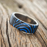 "HAVEN" - BLUE & BLACK WAVE WEDDING BAND-2