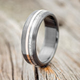 "TANNER" - ANTLER & 14K GOLD INLAY WEDDING RING FEATURING A BRUSHED BLACK ZIRCONIUM BAND-1