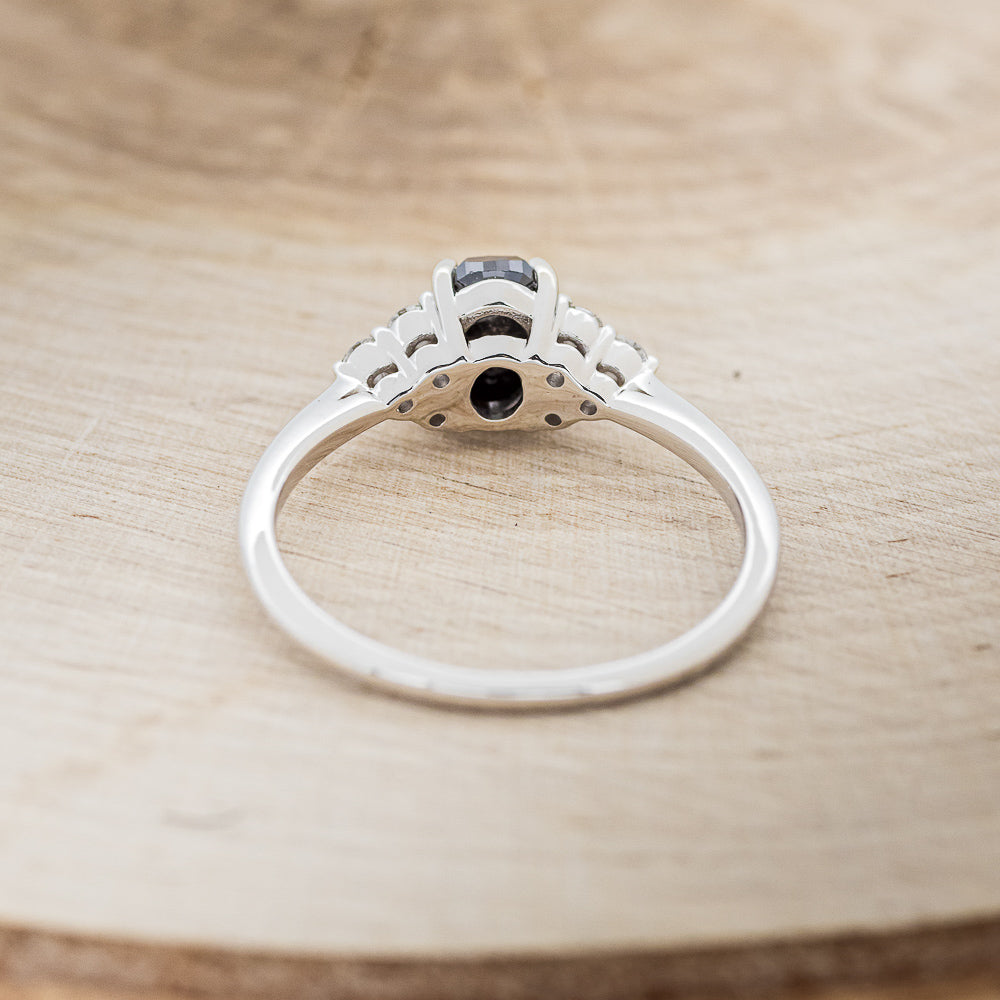 "RHEA" - ROSE CUT SALT & PEPPER DIAMOND ENGAGEMENT RING WITH DIAMOND ACCENTS-5