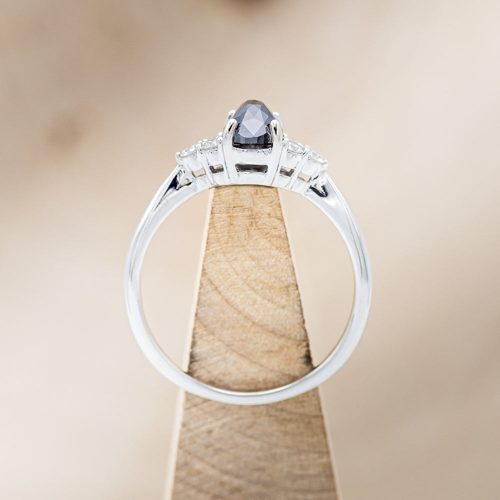 "RHEA" - ROSE CUT SALT & PEPPER DIAMOND ENGAGEMENT RING WITH DIAMOND ACCENTS-6