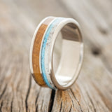 "DYAD" - WHISKEY BARREL, ANTLER & TURQUOISE WEDDING BAND - READY TO SHIP-1