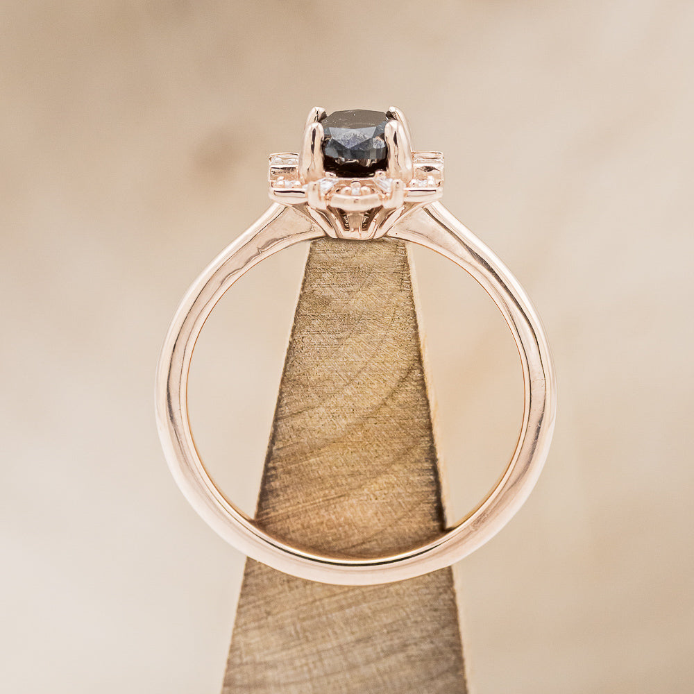 "CLEOPATRA" - OVAL SALT & PEPPER DIAMOND WEDDING RING SET WITH DIAMOND TRACER-11