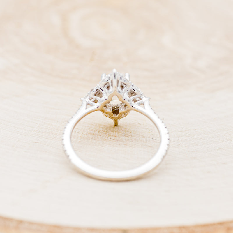 North Star - Brilliant Cut Oval Moissanite Engagement Ring with Diamond Accents & Tracer 14K Rose Gold w/ Tracer