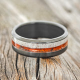 "TANNER" - RED PATINA COPPER & ANTLER WEDDING BAND - READY TO SHIP-3