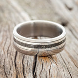 "TANNER" - PYRITE & 14K GOLD INLAYS WEDDING BAND-3