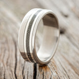 "TANNER" - PYRITE & 14K GOLD INLAYS WEDDING BAND-1