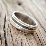 "TANNER" - PYRITE & 14K GOLD INLAYS WEDDING BAND-2