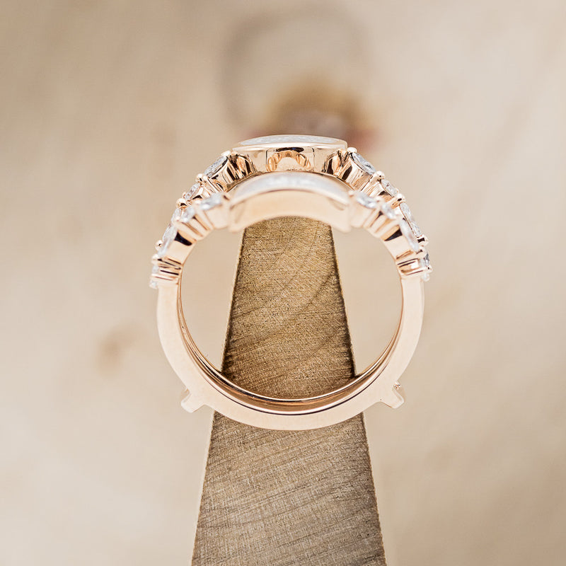 Hecate - Diamond Dust Moon Ring Guard with Diamond Accents 14K Rose Gold