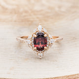 "NORTH STAR" - OVAL GARNET ENGAGEMENT RING WITH DIAMOND HALO & ACCENTS-4