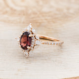 "NORTH STAR" - OVAL GARNET ENGAGEMENT RING WITH DIAMOND HALO & ACCENTS-3