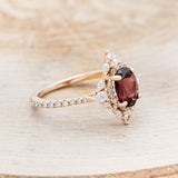 "NORTH STAR" - OVAL GARNET ENGAGEMENT RING WITH DIAMOND HALO & ACCENTS-2