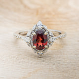 "NORTH STAR" - OVAL GARNET ENGAGEMENT RING WITH DIAMOND HALO & ACCENTS-10